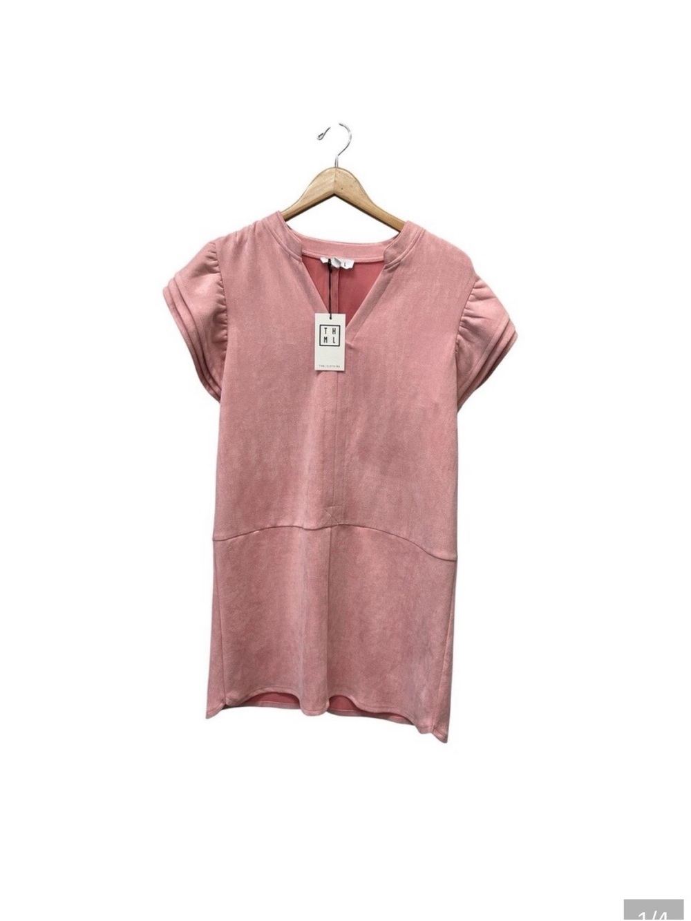 THML
THML Pink Faux Suede Mini Dress with Flutter Sleeves. Size small. NWT